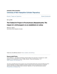 The Federal Art Project in Provincetown, Massachusetts: the Impact of a Relief Program on an Established Art Colony