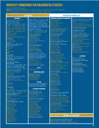 UNIVERSITY ADMISSIONS for ROCHAMBEAU STUDENTS Class of 2017 and 2018 White Indicates Matriculation, (#) Indicates More Than One Matriculation