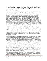 Violations of Freedom of Expression and Opinion During First Round of Level Election in Nepal