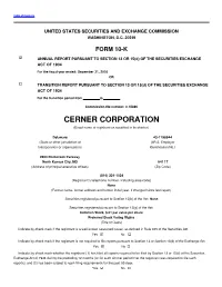 CERNER CORPORATION (Exact Name of Registrant As Specified in Its Charter)