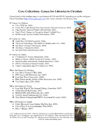 Core Collections: Games for Libraries to Circulate