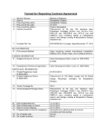 Format for Reporting Contract Agreement