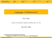 Languages of Mathematics1