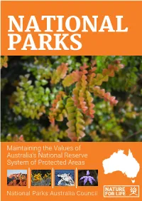 Maintaining the Values of Australia's National Reserve System of Protected Areas
