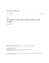 Progress, Privacy, and Google Jamuna D