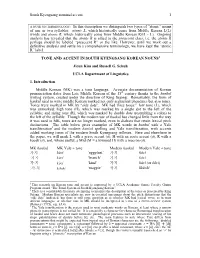 South Kyengsang Nominal Accent 1 a NOTE ON