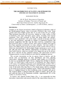 THE DISTRIBUTION of NATIVE and INTRODUCED SPECIES of CRAYFISH in AUSTRIA MANFRED POCKL (Dr M. Pockl, Department of Limnology, In