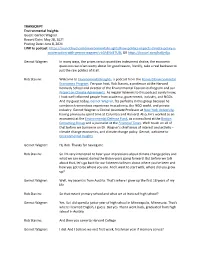 TRANSCRIPT Environmental Insights Guest: Gernot Wagner Record Date