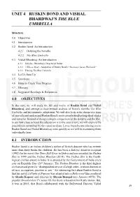 Unit 4 Ruskin Bond and Vishal Bhardwaj's the Blue