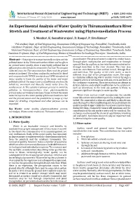 An Experimental Analysis of Water Quality in Thirumanimutharu River Stretch and Treatment of Wastewater Using Phytoremediation Process
