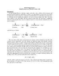 BC367 Experiment 1 Identification of an Unknown Amino Acid
