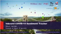 Inbound COVID-19 Sentiment Tracker Wave 2 – April 2021 Fieldwork: 24Th March – 5Th April 2021