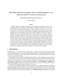 Modeling Word and Morpheme Order in Natural Language As an Efﬁcient Tradeoff of Memory and Surprisal