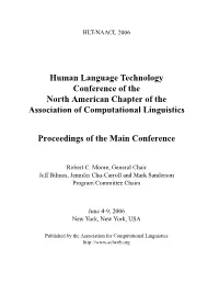 Proceedings of the Human Language Technology Conference of The