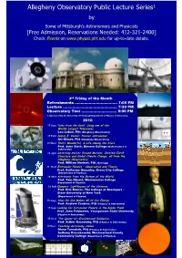 Allegheny Observatory Public Lecture Series1