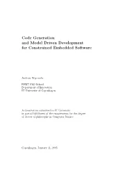 Code Generation and Model Driven Development for Constrained Embedded Software