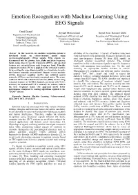 Emotion Recognition with Machine Learning Using EEG Signals