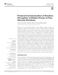 Postural Communication of Emotion: Perception of Distinct Poses of Five Discrete Emotions