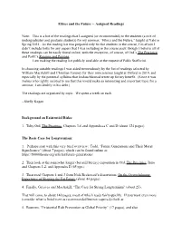 Ethics and the Future -- Assigned Readings
