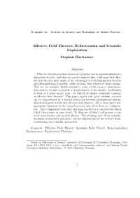 Effective Field Theories, Reductionism and Scientific Explanation Stephan