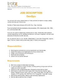 JOB DESCRIPTION Devops