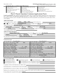 Part I: Parent Guardian Common Application Form
