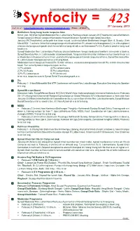 Synfocity = 423 31St January, 2013 Mail Us at : Mzsynfo@Gmail.Com; Mizoramsynod@Gmail.Com - Phone - 2314648 1 Bethlehem Veng Kang Tuarte Tanpuina Hlan Nimin (Jan