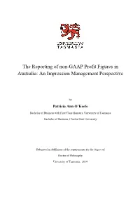 The Reporting of Non-GAAP Profit Figures in Australia: an Impression Management Perspective