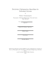 Distributed Optimization Algorithms for Networked Systems