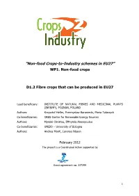 Fibre Crops That Can Be Produced in EU27
