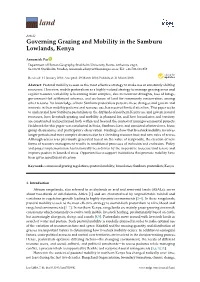Governing Grazing and Mobility in the Samburu Lowlands, Kenya