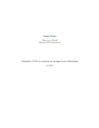 Margaret Magnus What's in a Word? Studies in Phonosemantics Submitted to NTNU for Evaluation for the Degree 'Doctor Philosophi