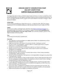 OREGON HABITAT CONSERVATION STAMP 2022 ART COMPETITION CONTEST RULES and ENTRY FORM