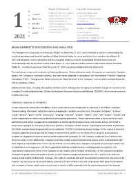 Q1 2021 Management's Discussion & Analysis