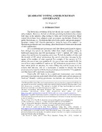 Quadratic Voting and Blockchain Governance