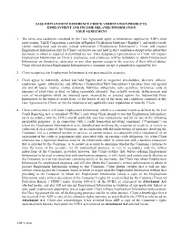 Sass Employment Reference Check Verification Products: Employment and Income Related Information User Agreement
