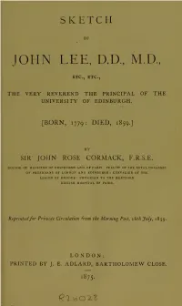 Sketch of John Lee, D.D., M.D., Etc., Etc
