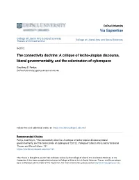 The Connectivity Doctrine: a Critique of Techo-Utopian Discourse, Liberal Governmentality, and the Colonization of Cyberspace