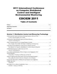 CDCIEM 2011 Table of Contents