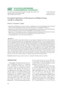 Ecological Implications of the Dynamics of Water Volume Growth in a Reservoir