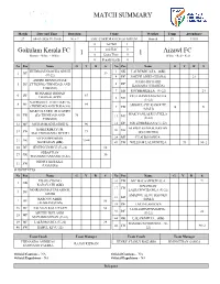 Gokulam Kerala FC 1 1 Aizawl FC MATCH SUMMARY
