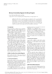 Memory Vulnerability Diagnosis for Binary Program