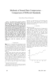 Methods of Sound Data Compression – Comparison of Different Standards