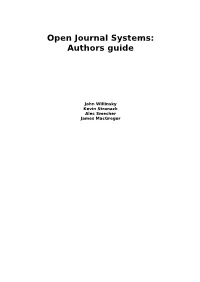 Open Journal Systems: Authors Guide