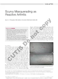 Scurvy Masquerading As Reactive Arthritis