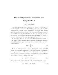 Square Pyramidal Number and Polynomials