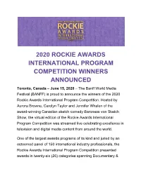 2020 Rockie Awards International Program