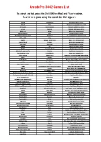 Arcadepro 3442 Games List