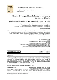 Chemical Composition of Myrtus Communis L. (Myrtaceae) Fruits