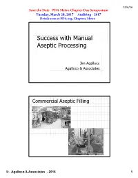 Success with Manual Aseptic Processing